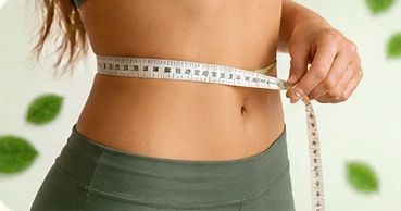 Mulher com fita métrica na cintura